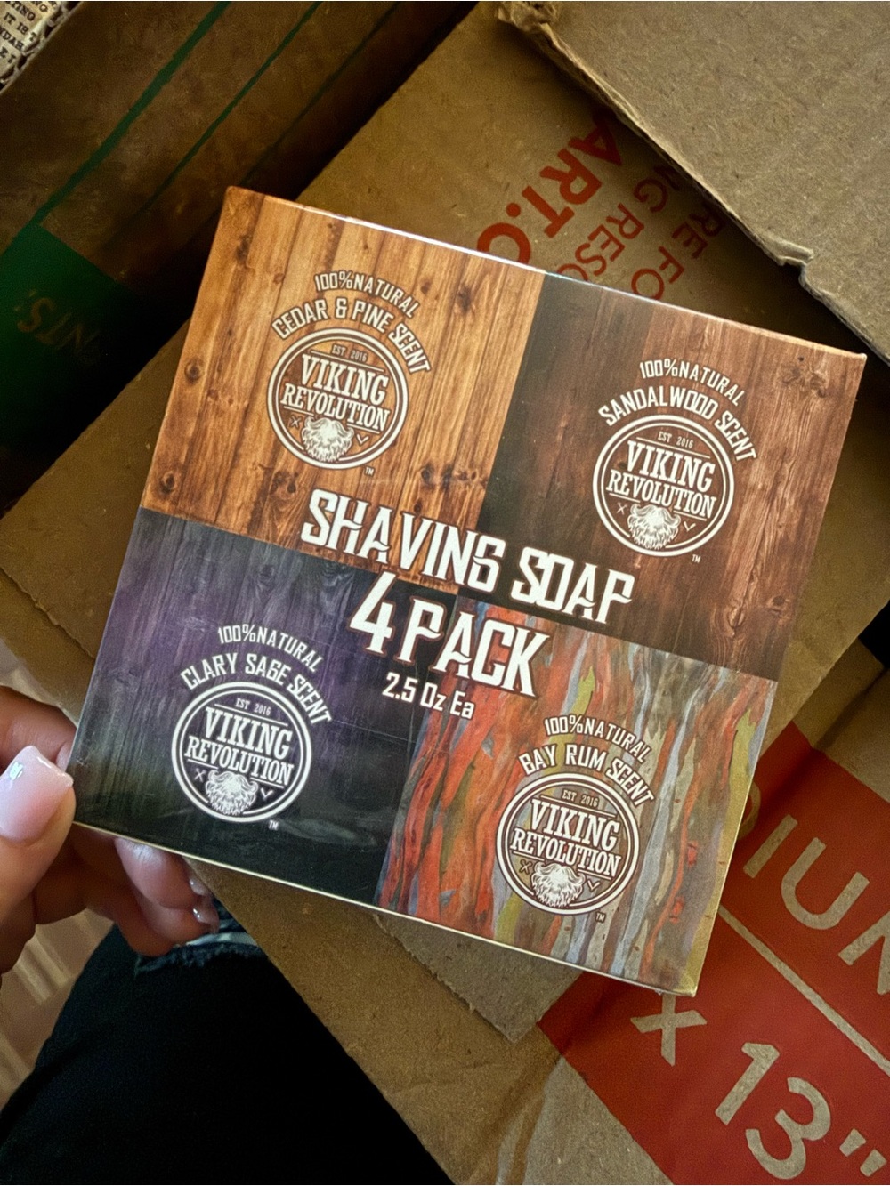 Revolution Viking Shaving Soap 4-Pack - Wood Tones & Multicolor Panels
